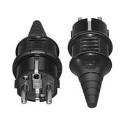 2 Pack Toptekits Schuko France Germany EU  4.8mm Pin DIY Rewireable Power Plug 250V 16A,Quality European Rewireable Two Round Plug CEE 7/7 Standard PlugCoated Black