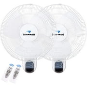 2 Pack - Tornado 16 Inch Wall Mount Fan - Remote Control Included - 3 Speed Settings - UL Safety Listed
