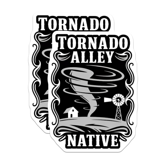 (2 Pack) Tornado Alley Native Stickers - Weather Decal - Rural Pride - 5" On Longest Side - Sticks to Smooth Flat Surfaces - Made in USA - BMCS18896