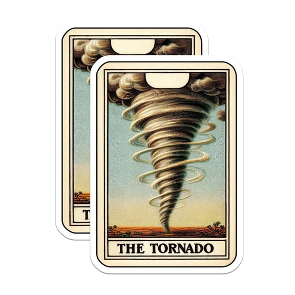 (2 Pack) Tornado Stickers - Vintage Weather Art - Nature Storm Decal - 5" On Longest Side - Sticks to Smooth Flat Surfaces - Made in USA - BMCS20383