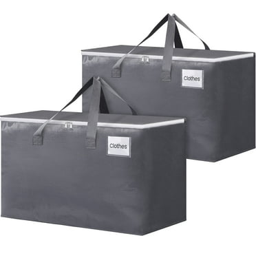 2 Pack Totes for Storage Large Moving Bags Heavy Duty ，Moving Boxes with Zippers Top and Sturdy Handles, Dorm Storage Bags for Space Saving and Packing,Collapsible Moving Supplies(Gray,93L)