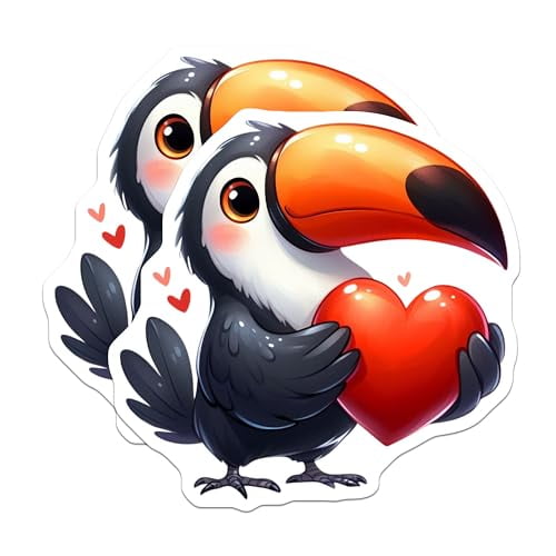 (2 Pack) Toucan Heart Magnets - Cute Bird Lover - Animal Fridge Magnets - 5" On Longest Side - for Cars, Fridges, Toolboxes - Made in USA - MAG3677