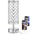 thumbnail image 1 of 2-Pack Touch Control Crystal Table Lamps - 3-Way Dimmable with 2 USB Ports, LED Bulbs Included - Bedside Nightstand Lamps for Bedroom, Living Room & Office, 1 of 12