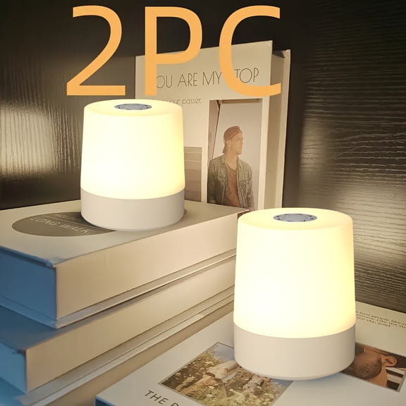 2 Pack Touch Dimmable Rechargeable LED Bedside Lamp, 3 Tone Warm Sleep Night Light, Long Lasting Battery Decor Light for Home Bedroom Living Room Daily Use