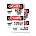 thumbnail image 1 of (2 Pack) Do Not Touch Hot Bilingual OSHA Danger Sign 5 Inch X 3.5 Inch Vinyl Label Decal Sticker Weather Resistant, UV Protected for Workplace, Business, and Construction Site, Made in, 1 of 7