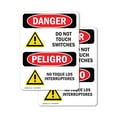 thumbnail image 1 of (2 Pack) Do Not Touch Switches Bilingual OSHA Danger Sign 5 Inch X 7 Inch Vinyl Label Decal Sticker Weather Resistant, UV Protected for Workplace, Business, and Construction Site, Made, 1 of 7