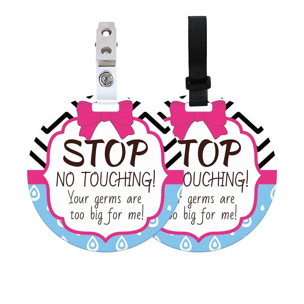 PLIGREAT 2-Pack No Touching Baby Car Seat Signs – PVC, Hanging Straps & Clip, Botanical Patterns