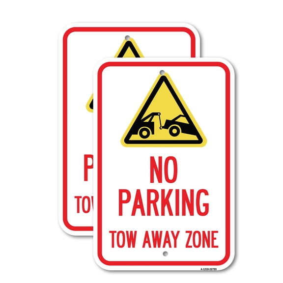 (2 Pack) Tow Away Zone with Graphic | 18" X 24" Heavy-Gauge Aluminum Sign | Rust Free Aluminum, Weather Resistant, Waterproof, Fade Resistant, 2 Pre-drilled Holes