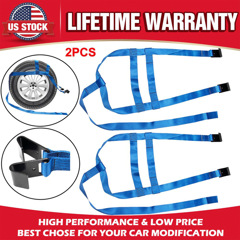2 Pack Tow Dolly Car Basket Straps, Car Dolly Strap with Flat Hook -  Adjustable 