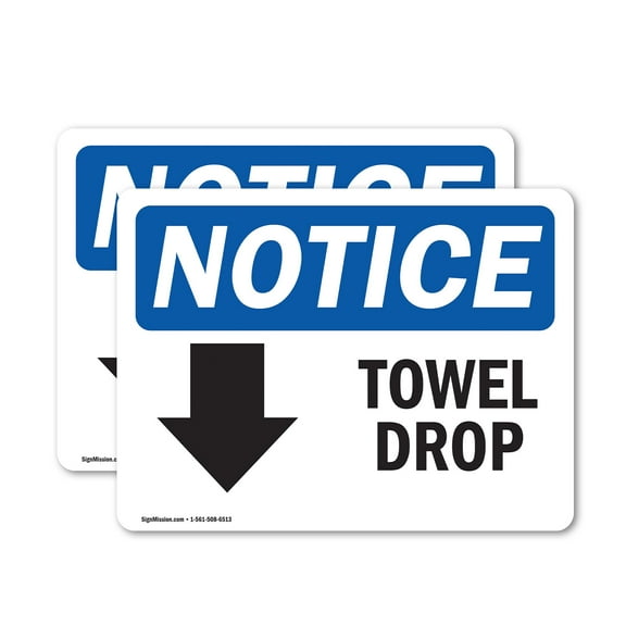 (2 Pack) Towel Drop [Down Arrow] Sign