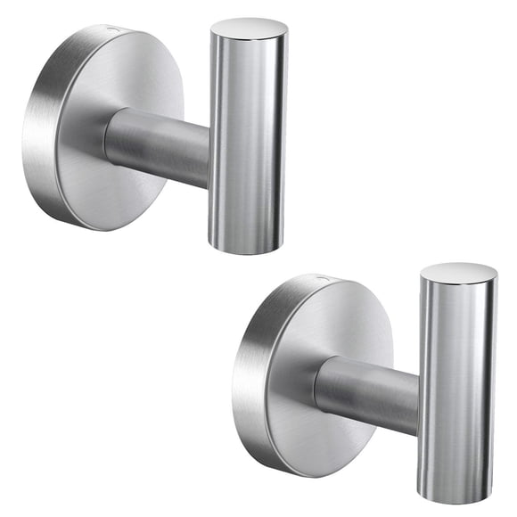 2 Pack Towel Hooks, Brushed Nickel SUS304 Stainless Steel Coat Robe Clothes Hook Modern Wall Hook Holder for Bathroom Kitchen Garage Hotel Wall Mounted