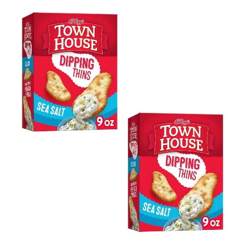 ( 2 Pack ) Town House Dipping Thins Sea Salt Baked Snack Crackers 9 Oz
