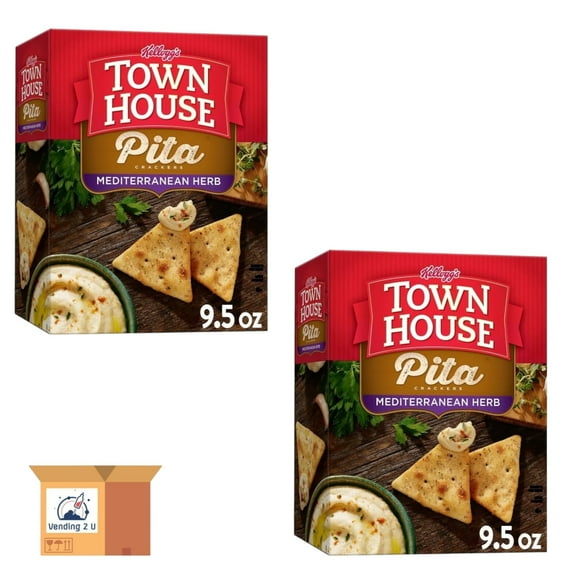 ( 2 Pack ) Town House Kellogg's Pita Crackers Oven Baked Crackers, Mediterranean Herb, 9.5 Oz