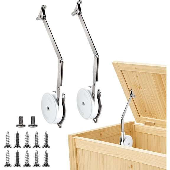 2 Pack Toy Box Hinges, Soft Close Hinges with Adjustable Tension & Multi-Angle Function, Zinc Alloy Lid Support Hinges for Wooden Chests, Cedar, Storage Benches and Trunk