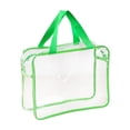 thumbnail image 1 of 2-Pack Toy Storage Bag Large Clear PVC Zipper Pouch,Heavy Duty Waterproof Reusable Container with Handle,Stackable for Puzzle Book Board Game Blocks Green, 1 of 2