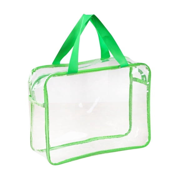 2-Pack Toy Storage Bag Large Clear PVC Zipper Pouch,Heavy Duty Waterproof Reusable Container with Handle,Stackable for Puzzle Book Board Game Blocks Green