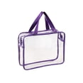 thumbnail image 1 of 2-Pack Toy Storage Bag Large Clear PVC Zipper Pouch,Heavy Duty Waterproof Reusable Container with Handle,Stackable for Puzzle Book Board Game Blocks Purple, 1 of 2