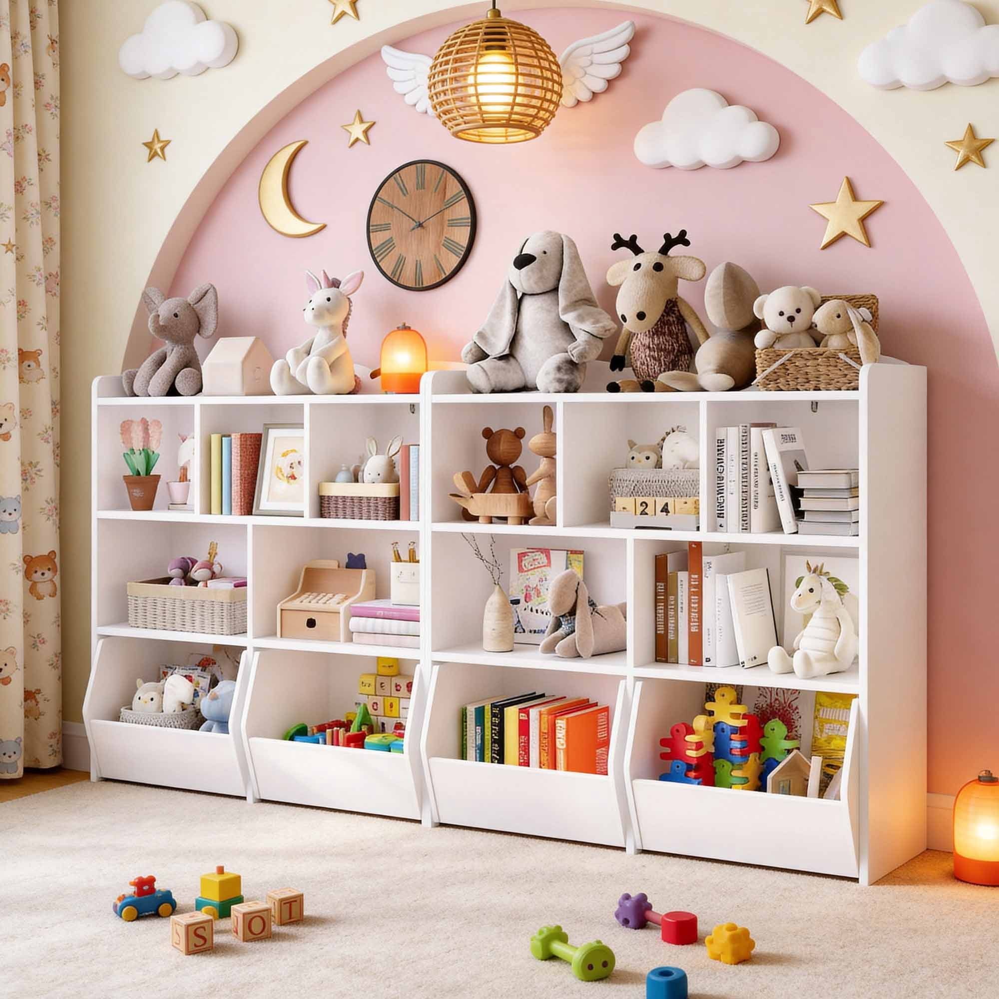 2 Pack Toy Storage Organizer with 2 Movable Drawers, Toy Organizer with ...