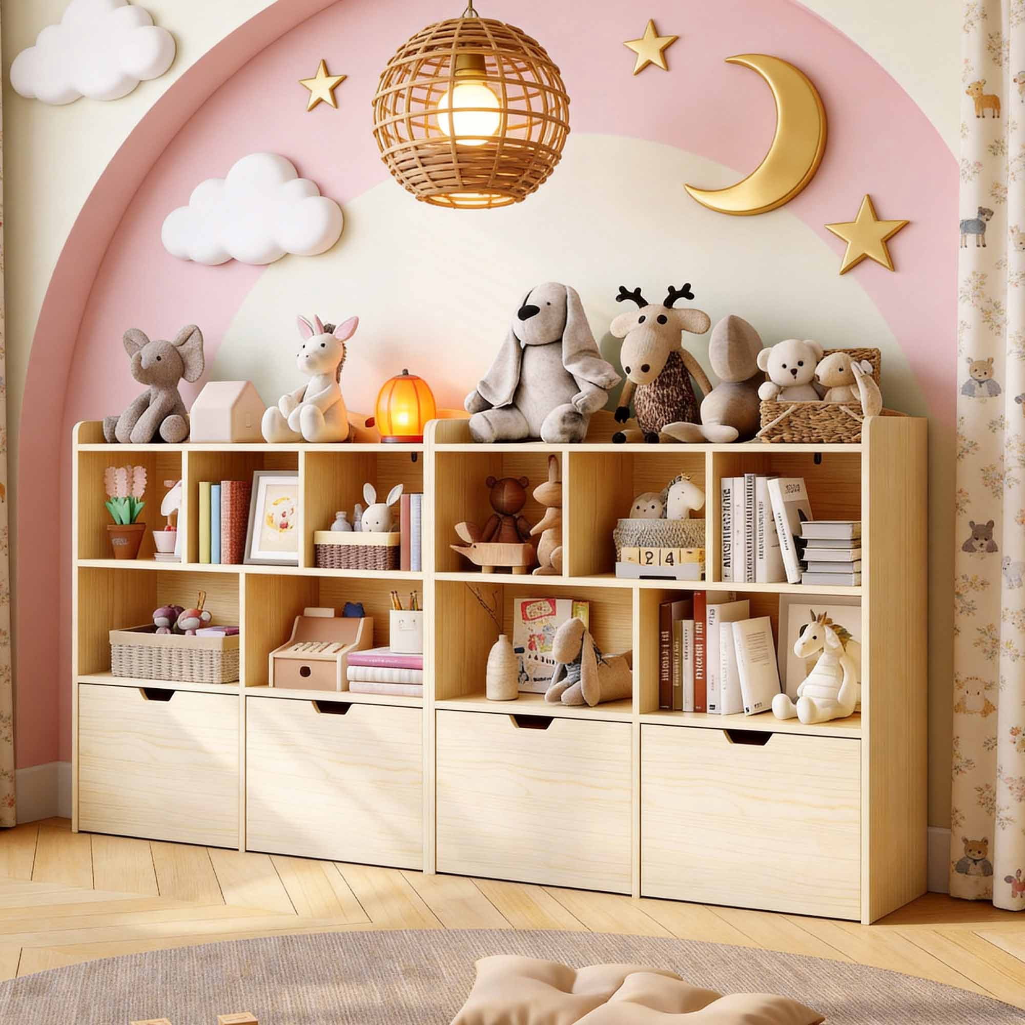 2 Pack Toy Storage Organizer with 2 Movable Drawers, Toy Organizer with ...