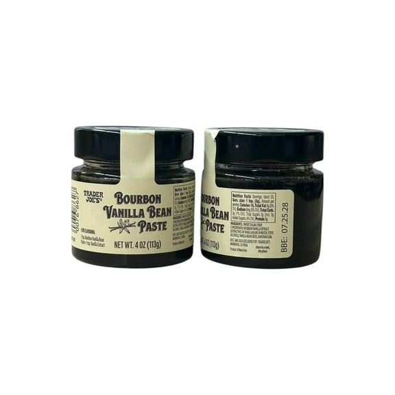 2-Pack Trader Joes Bourbon Vanilla Bean Paste 4 oz Jars Rich Vanilla Flavor with Real Seeds, Ideal for Baking & Desserts