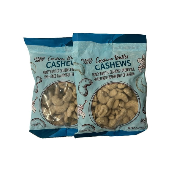 2-Pack Trader Joe's Cashew Butter Cashews Honey Roasted Cashews Coated in Sweetened Cashew Butter, 8 oz Bags