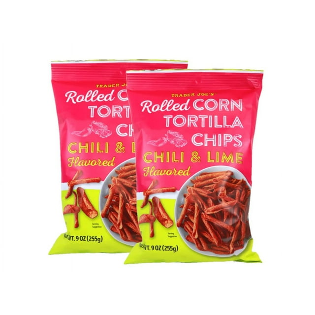 2 Pack Trader Joe's Spicy Chili & Lime Flavored Rolled Corn Tortilla