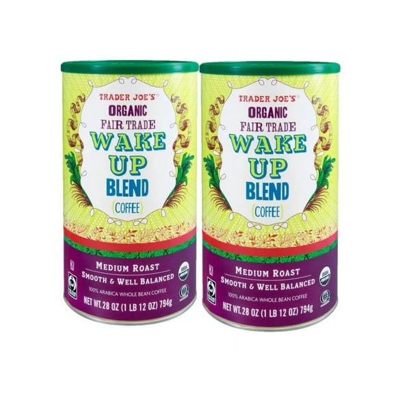 2 Pack | Trader Joe's Medium Roast Organic Fair Trade Wake Up Blend Coffee, 28 Oz