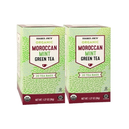 2 Pack | Trader Joe's Organic Moroccan Mint Green Tea Tea Bags, 20ct