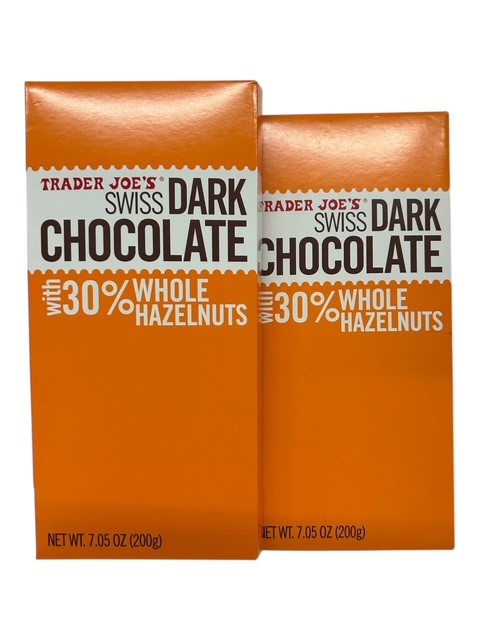 2 Pack Trader Joe’s Swiss Dark Chocolate with 30% Whole Hazelnuts – 7.05 oz Bars – Premium Swiss Dark Chocolate with Crunchy Whole Nuts