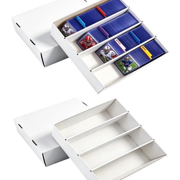 2 Pack Trading Card Storage Box, 4 Row 3200 Count Bulk Cardboard Boxes for Sports, TCG, MTG, Toploader
