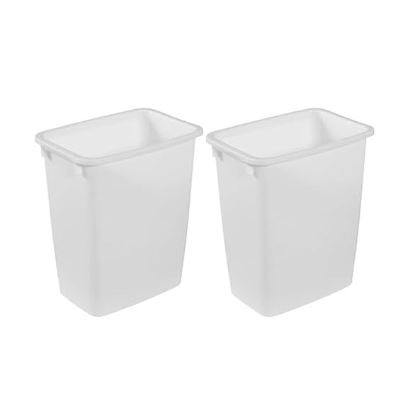 2 Pack Traditional Open Top Waste Basket Indoor Trash Bin Container for Bathrooms, Kitchens, and Home Office, 21 Quart, White