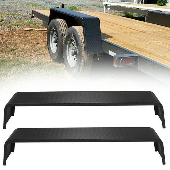 2- Pack Trailer Fenders, Heavy Duty Steel Diamond Plate Trailer Fenders, Tread Plate Tandem Axle Trailer Fit 13"-15" Tires, Car Haulers | Landscape Trailers | Utility Trailers