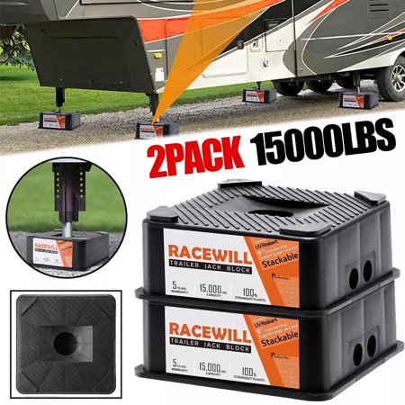 2 Pcs RV Trailer Jack Block Stabilizer Blocks 15000lbs RV Camper Levelers
