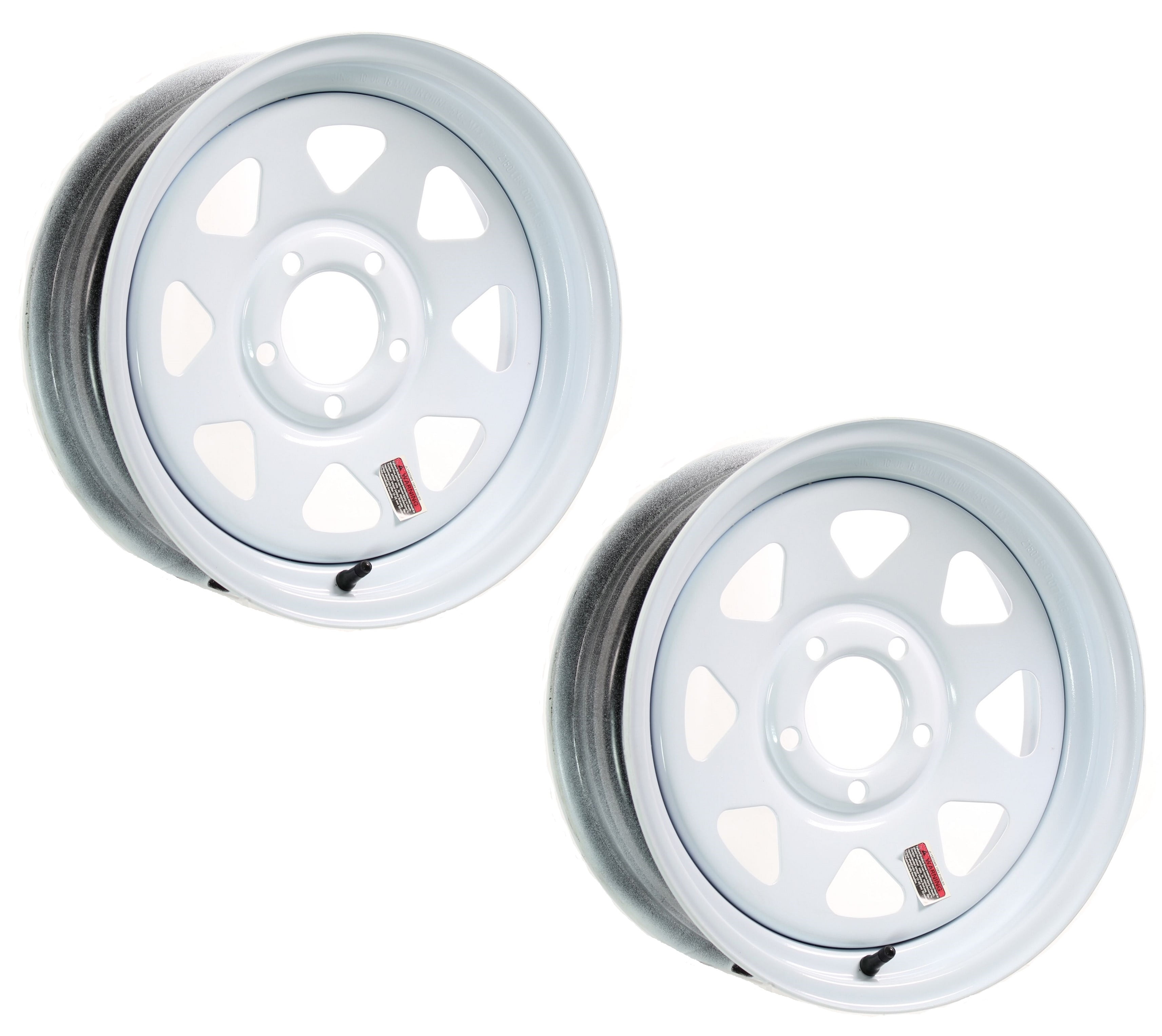 eCustomrim 2-Pack Trailer Rim Wheel 15X5 5-4.5 White Spoke 2150 Lb. 3.19 Center Bore