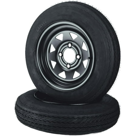2-Pack Trailer Tire On Rim 4.80-12 480-12 4.80x12 4 Lug 12In Trailer Tires and Wheels Black