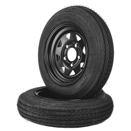 2-Pack Trailer Tire On Rim 4.80-12 480-12 4.80x12 5 Lug Trailer Tires and 12In Wheels Load Range B 6PR Black