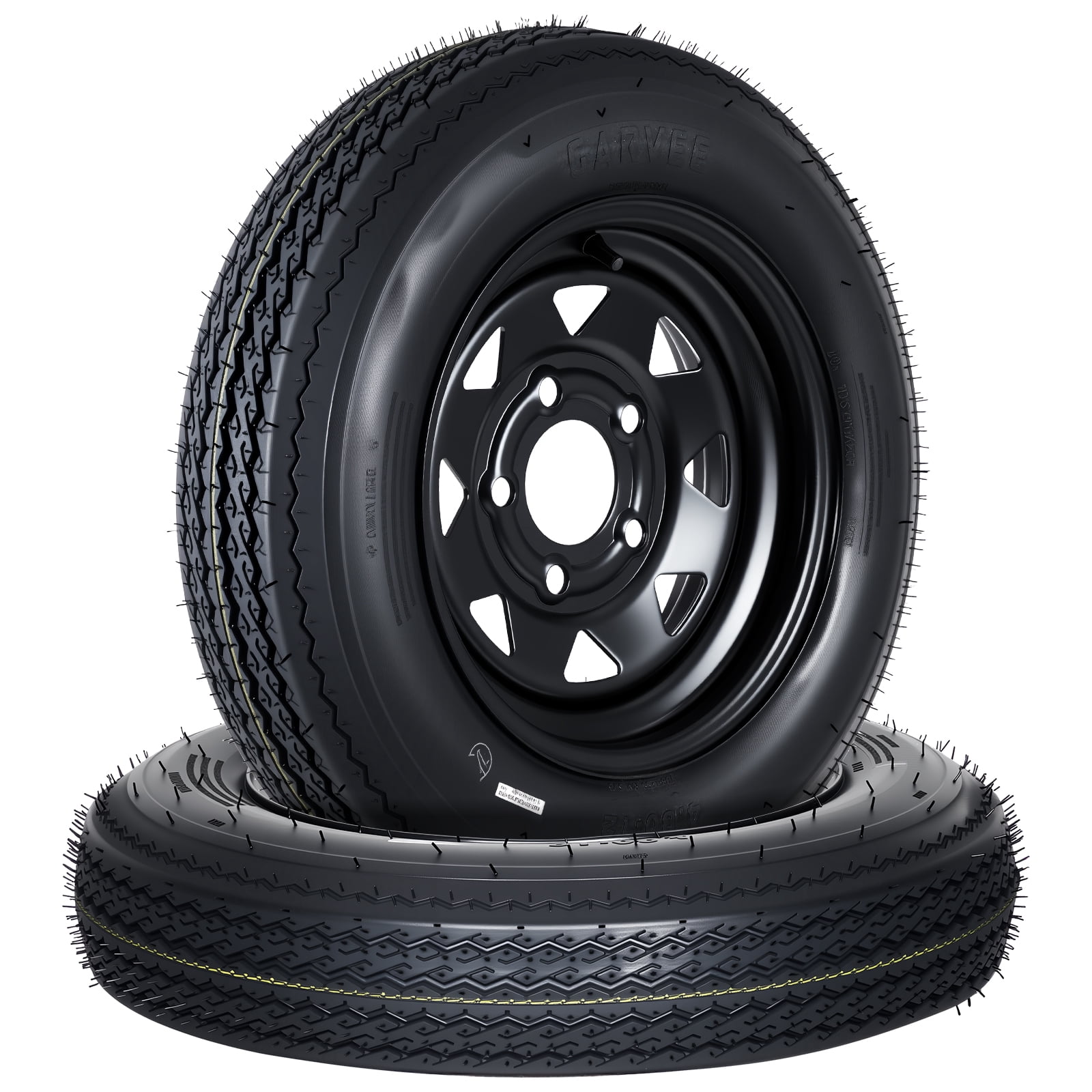 2-Pack Trailer Tire and Rim Assembly 4.80-12 (480-12 / 4.80x12) with 8 ...