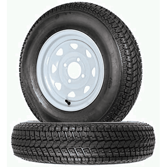 2-Pack Trailer Tire Rim ST175/80D13 13 in. Load Range C 4 Lug White Spoke Wheel - 2 Year Warranty w/Free Roadside