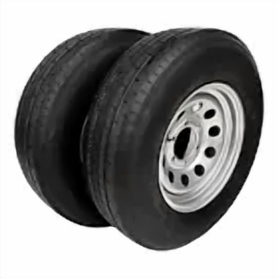 2-Pack Trailer Tire ST225/75R15 TrailQuest LRE 10 Ply 6 Lug Silver Modular Wheel 6X5.5" Bolt Pattern