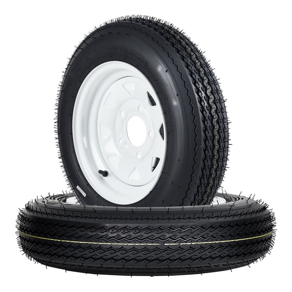 2 Pack Trailer Tire and Wheel Assembly, 6PR Load Range C Pre-Mounted on White Modular Wheels, 4 Lug and 5 Lug Bolt Design for Utility Boat Camper Trailers
