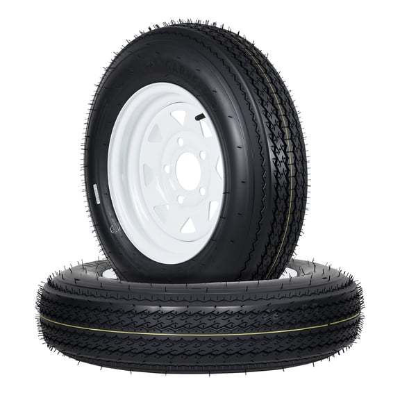 2 Pack Trailer Tire and Wheel Assembly, 6PR Load Range C Pre-Mounted on White Modular Wheels, 4 Lug and 5 Lug Bolt Design for Utility Boat Camper Trailers