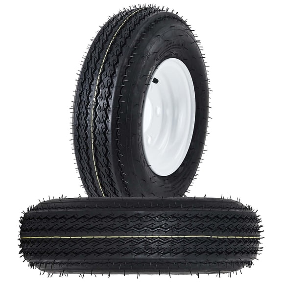 2 Pack Trailer Tire & Wheel Assembly Set–4.80-8, 6PR,5-Lug Load Range C, White Modular Wheels – Robust 8-Inch Tires for Utility, Boat & Camper Trailers – PCD 114.3x5, Center Hole 72mm, ET=0
