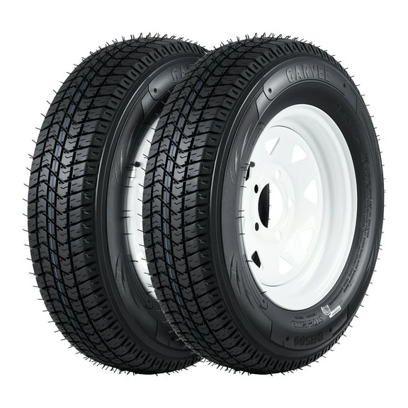 2-Pack Trailer Tire & Wheel Set - ST175/80D13, 6PR Load Range C, 5 Lug 13" White Modular Rims, All-Weather Tires for Utility, Boat, Camper Trailers, White
