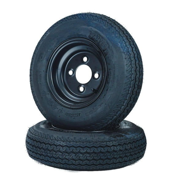 2-Pack Trailer Tire on Rim 4.80-8 480-8 4.80x8 4 Lug 8In Trailer Tires and Wheels Load Range B 6PR Black