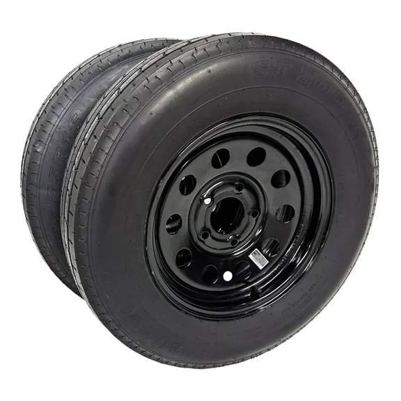 2-Pack Trailer Tire on Rim ST205/75R15 TrailQuest LRC 6 Ply Radial 5 Lug Black Modular Wheel 5X4.5" Bolt Pattern