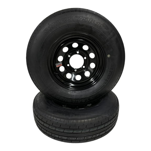 2-Pack Trailer Tire on Rim ST225/75R15 TrailQuest LRE Radial 10 Ply 6 Lug Black Modular Wheel 6X5.5" Bolt Pattern