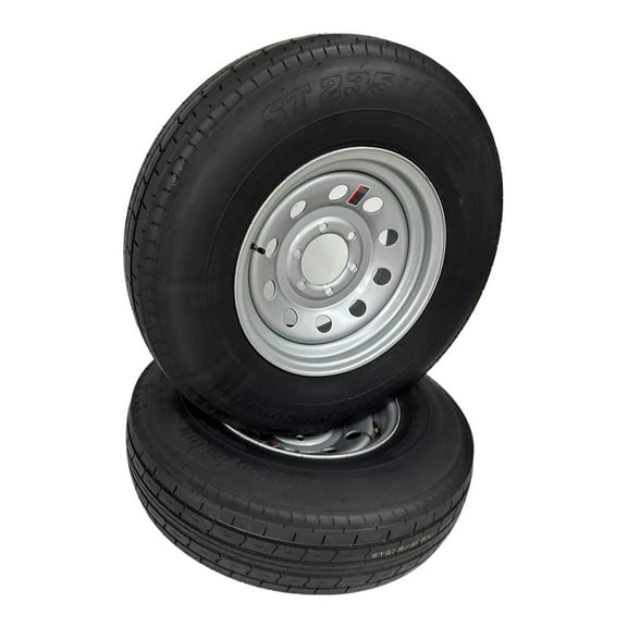 2-Pack Trailer Tire on Rim ST235/80R16 TrailQuest LRE Radial 10 Ply 6 Lug Silver Modular Wheel 6X5.5" Bolt Pattern