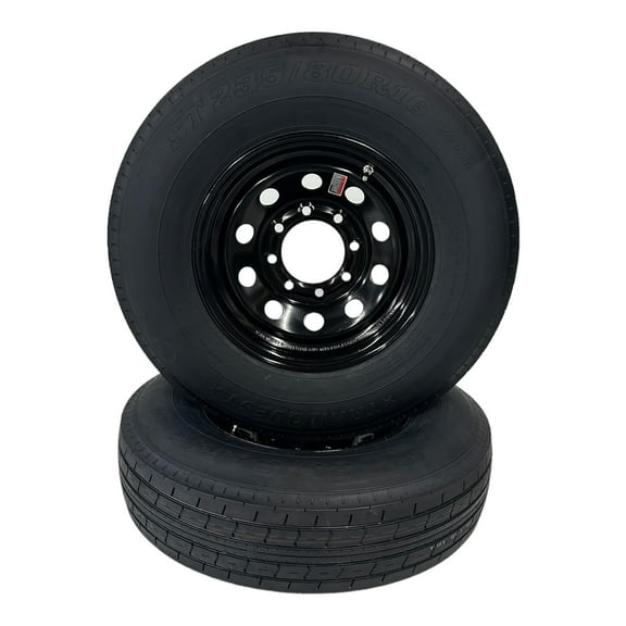 2-Pack Trailer Tire on Rim ST235/80R16 TrailQuest LRE Radial 10 Ply 8 Lug Black Modular Wheel 8X6.5" Bolt Pattern