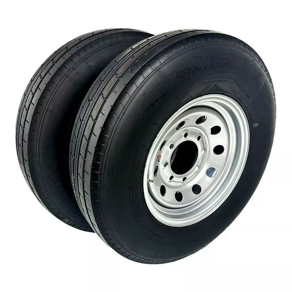 2-Pack Trailer Tire on Rim ST235/80R16 TrailQuest LRE Radial 10 Ply 8 Lug Silver Modular Wheel 8X6.5" Bolt Pattern