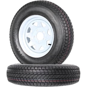 2 Pack Trailer Tires On Rim ST175/80D13 175 80 13 Load Range C 5-Lug White Spoke Wheels